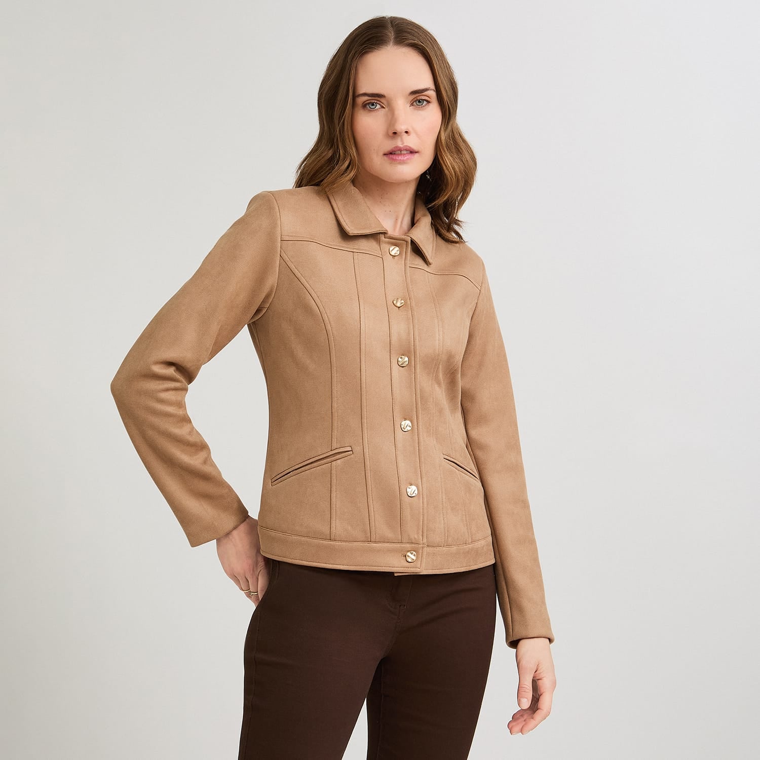 Casaca de Suede Texturado Camel